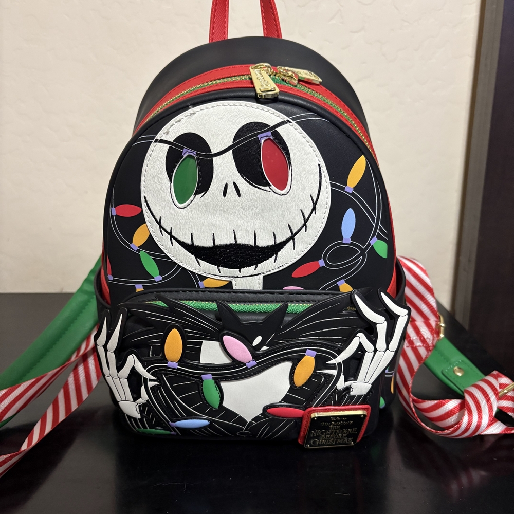 Loungefly Black and Red Jack Skellington Backpack